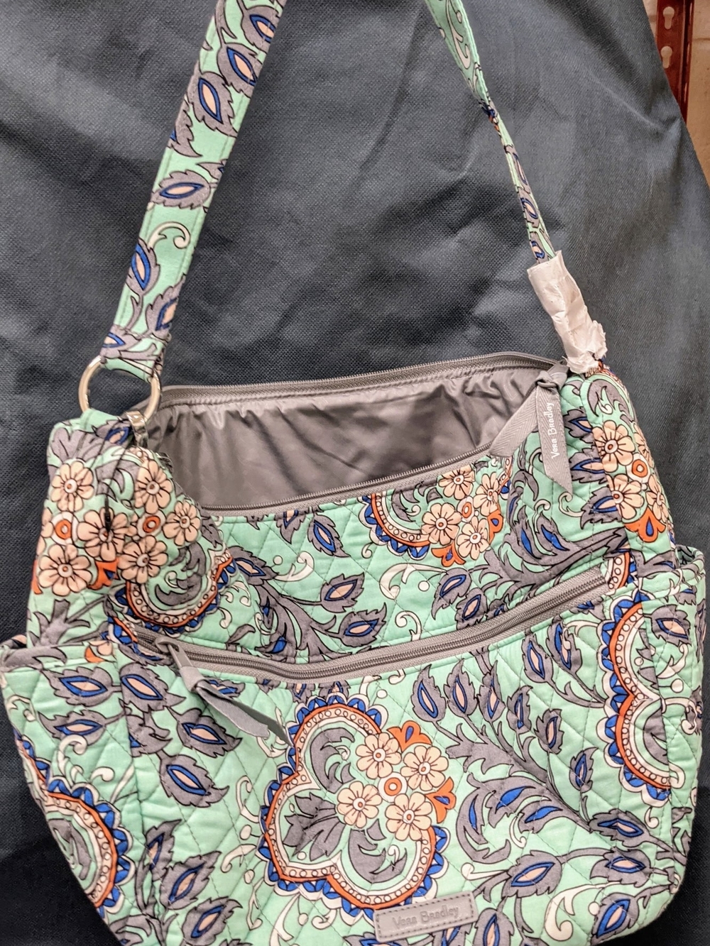 Vera Bradley Mint Paisley Quilted Shoulder Bag